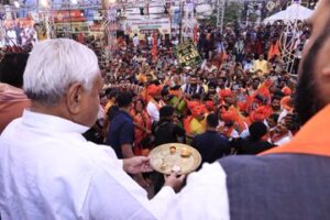 Bihar CM Nitish Kumar at Ram Navami celebrations in Patna.