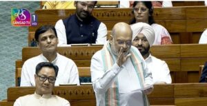 Home Minister Amit Shah in the Lok Sabha during debate on naxalism .
