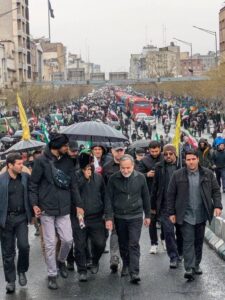 Iran's Foreign Minister Seyed Abbas Araghchi during International Quds Day walk.
