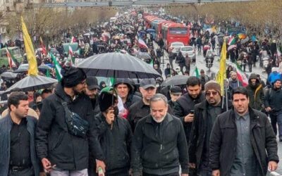 Iran's Foreign Minister Seyed Abbas Araghchi during International Quds Day walk.