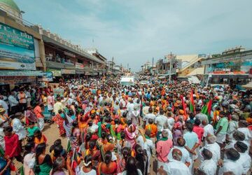A BJP roadshow in Tamil Nadu Assembly elections.