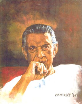 A portrait of Satyajeet Ray.