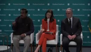 BJP leader Ram Madhav at the Hudson Institute in the US.