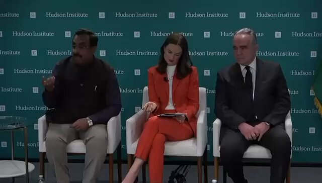 BJP leader Ram Madhav at the Hudson Institute in the US.