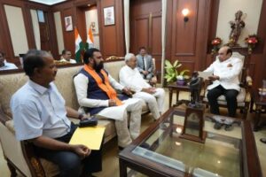 Bihar CM Nitish Kumar meets Governor Syed Ata Hasnain in Patna.