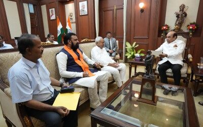 Bihar CM Nitish Kumar meets Governor Syed Ata Hasnain in Patna.