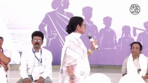 West Bengal Chief Minister Mamata Banerjee erupted in anger at an election rally in Khandaghosh.