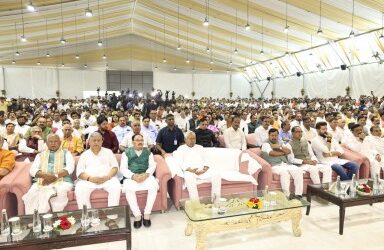 Nitish Kumar at the oath ceremony of Bihar CM Samrat Choudhary in Patna on Wednesday.