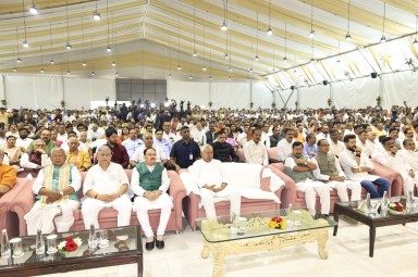 Nitish Kumar at the oath ceremony of Bihar CM Samrat Choudhary in Patna on Wednesday.