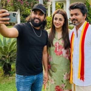 Actor Trisha Krishnan with TVK's Vijay.