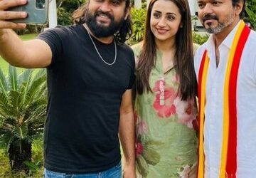 Actor Trisha Krishnan with TVK's Vijay.