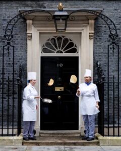 Chefs outside the 10 Dawning Street in London.