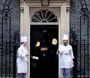 Chefs outside the 10 Dawning Street in London.