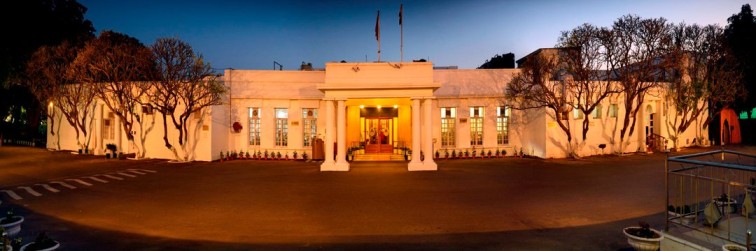 Colonial-era Delhi Gymkhana Club campus surrounded by greenery in Lutyens’ Delhi.