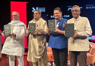 Poet Gulzar the launch of a book on his life.