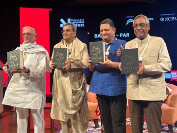 Poet Gulzar the launch of a book on his life.