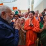 Prime Minister Narendra Modi at a reception by the Indian diaspora in Rome in Italy.