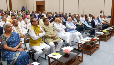 Prime Minister Narendra Modi at the meeting of the Council of Ministers on Thursday.