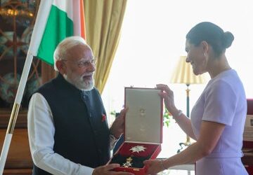 Prime Minister Narendra Modi receives the Order of the North Star of Sweden.