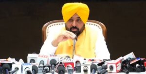 Punjab CM Bhagwant Singh Mann speaks to reporters after the local body election results.