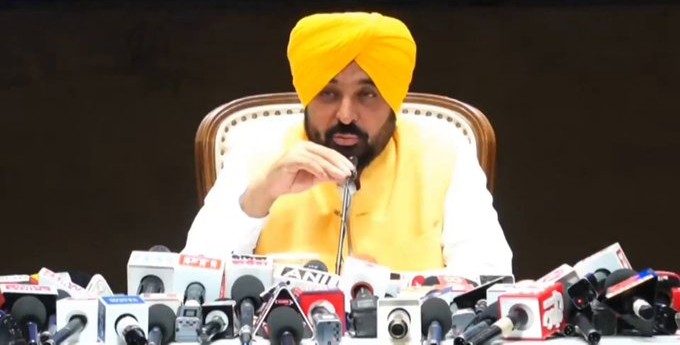 Punjab CM Bhagwant Singh Mann speaks to reporters after the local body election results.