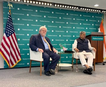 RSS leader Dattatreya Hosbole during his visit to Hudson Institute in the US.