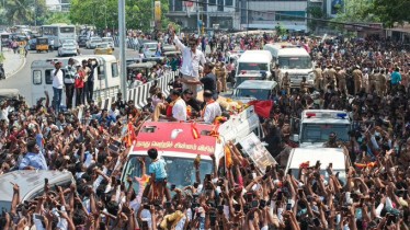 TVK's Vijay during a roadshow.