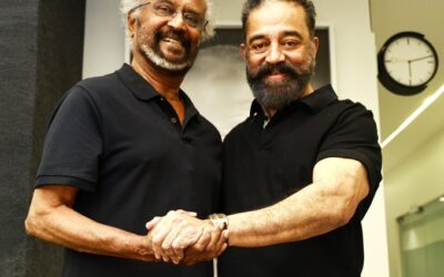 Tamil Film star Rajnikanth with Kamal Haasan.
