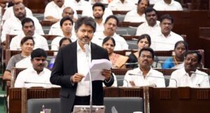 Tamil Nadu CM Vijay in the state Assembly on Wednesday.