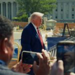 U.S. President Donald Trump speaking about a ballroom venue during an address to the media on Tuesday.