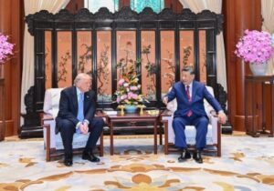 US President Donald Trump with China president Xi Jinping in Beijing.