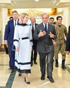 EU's Kaja Kallas with Pakistan PM Shehbaz Sharif in Islamabad.