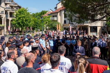 French President Emmanuel Macron ahead of G7 Summit in Evian.