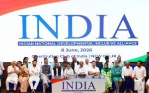 INDIA Bloc meeting at the Constitution Club in New Delhi.