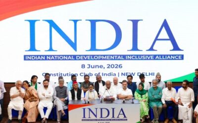 INDIA Bloc meeting at the Constitution Club in New Delhi.