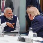 Prime Minister Narendra Modi in a talk with US President Donald Trump at the G7 Summit in Evian.