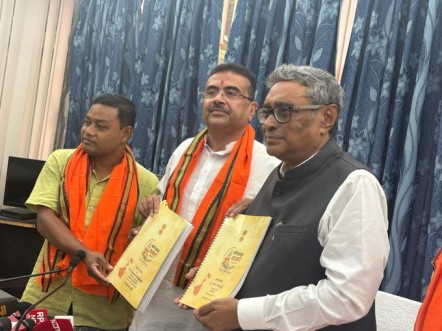 West Bengal CM Suvendu Adhikari with state Finance minister Swapan Das Gupta.