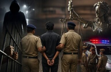 A representative image of police personnel outside a crime scene in Bihar, symbolizing concerns over law and order and the fight against organized crime.