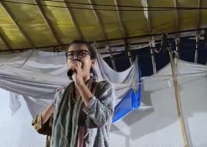 AISA president Neha Bora at Jantar Mantar.