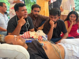 Activist Sonam Wangchuk holds his indefinite hunger strike at Jantar Mantar in New Delhi ahead of the July 20 Parliament march.