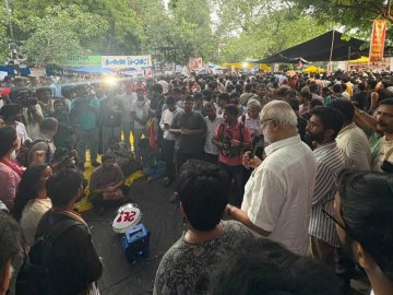 CPI(M) General Secretary M A Baby addressed students and youth at Jantar Mantar.