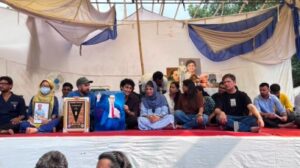 Former Jammu and Kashmir CM Mehbooba Mufti at CJP protest at Jantar Mantar.