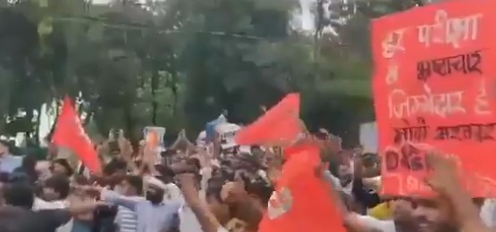 Student protests in Patna on Wednesday.