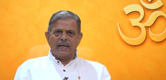 RSS general secretary Dattatreya Hosbole makes video statement on Ram temple donation theft case.
