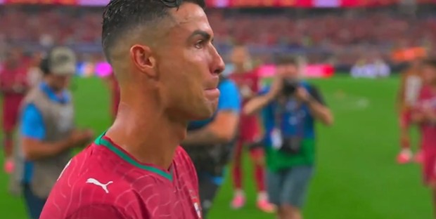 An emotional Christiano Ronaldo after Portugal's loss to Spain in FIFA World Cup 2026.