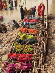 Tribal women staging a pyre protest against the Ken-Betwa river linking project in Chhatarpur, Madhya Pradesh.