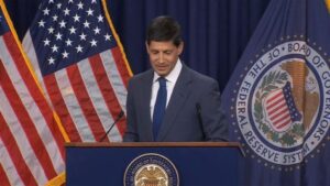 US Fed Chair Kevin Warsh after the July policy meeting holds a press conference.