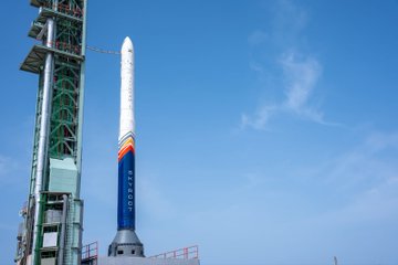 Vikram-1 rocket lifting off from Satish Dhawan Space Centre during Mission Aagaman.