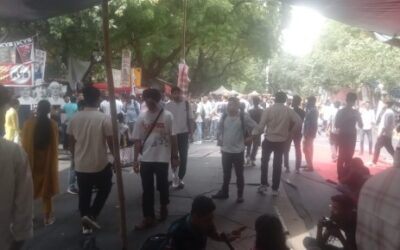 The CJP protest venue at Jantar Mantar in New Delhi.