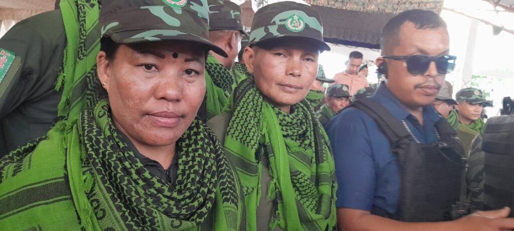 Kangleipak Communist Party–People’s War Group (KCP-PWG) cadre surrender in Imphal on Tuesday.